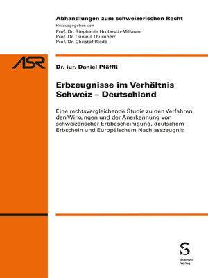 cover image of Erbzeugnisse im Verhältnis Schweiz-Deutschland